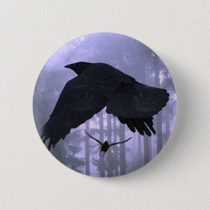 Flying Ravens, Forest & Eerie Eyes Ronde Button 5,7 Cm