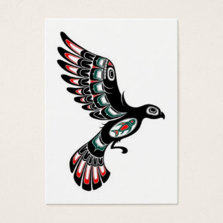 Flying Red and Black Haida Spirit Bird, blanc