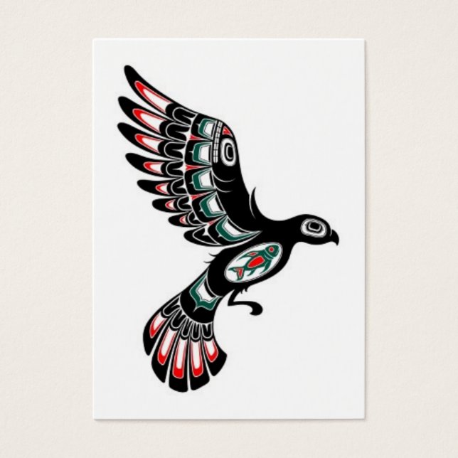 Flying Red and Black Haida Spirit Bird, white Visitekaartjes (Voorkant)