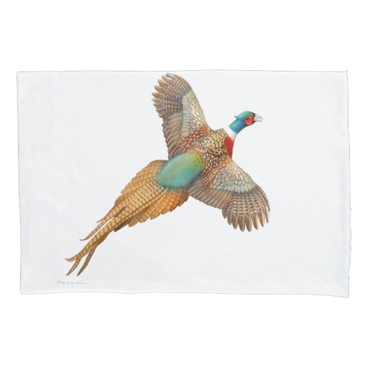 Flying Ring Necked Pheasant Pillowcase Kussensloop (Voorkant)
