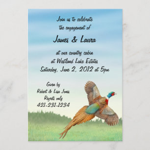 Flying Ringnek Pheasant Invitation Kaart