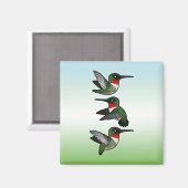 Flying Ruby-throated Hummingbird Magneet (Voorkant / Achterkant)