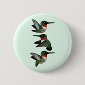 Flying Ruby-throated Hummingbird Ronde Button 5,7 Cm (Voorkant)