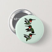 Flying Ruby-throated Hummingbird Ronde Button 5,7 Cm (Voorkant /achterkant)