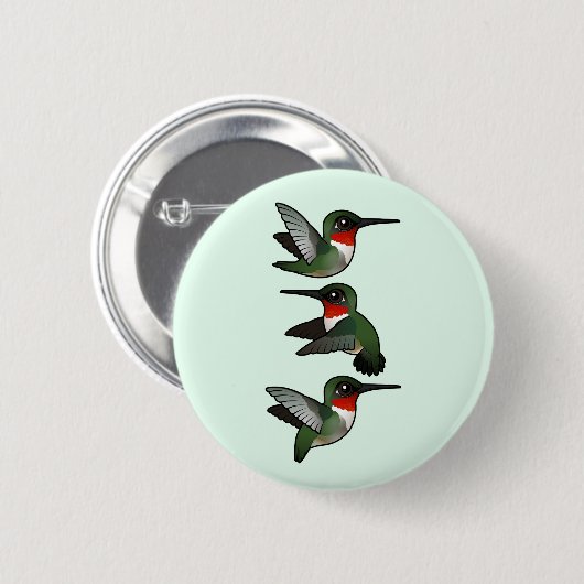 Flying Ruby-throated Hummingbird Ronde Button 5,7 Cm (Voorkant /achterkant)