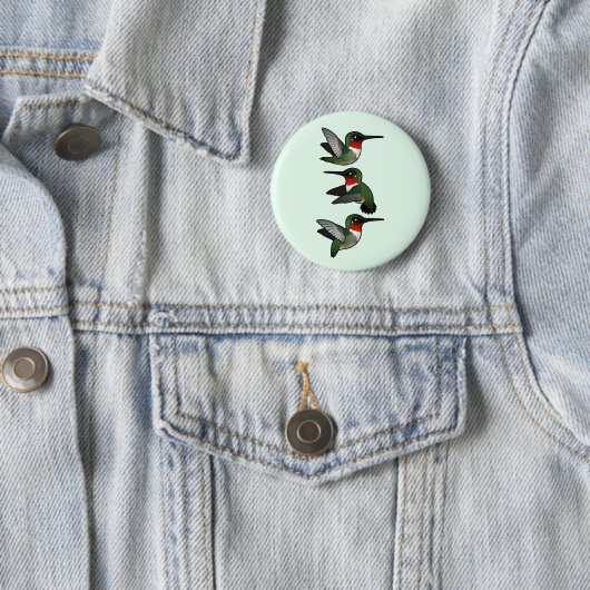 Flying Ruby-throated Hummingbird Ronde Button 5,7 Cm (In situ)