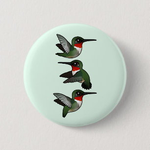 Flying Ruby-throated Hummingbird Ronde Button 5,7 Cm