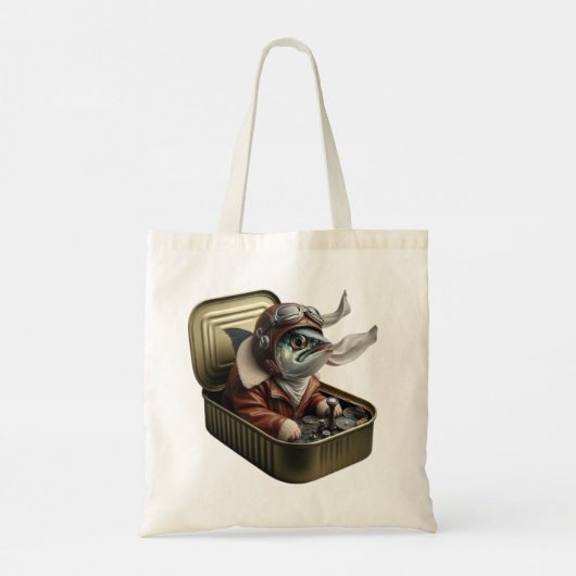 Flying Sardine Pilot Retro Fish Art Funny Quirky  Tote Bag (Achterkant)