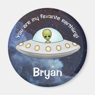Flying Saucer Alien UFO Sticker Galaxy Magneet
