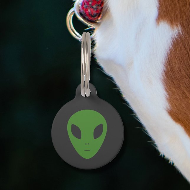 Flying Saucer & Green Alien Pet Tag Huisdierpenning (Green Alien Pet Tag)