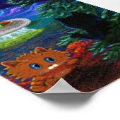 Flying Saucer UFO Black Cat Oranje Tabblad Poster (Hoek)