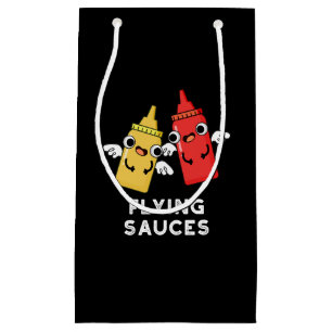Flying Sauces Funny Food Pun Dark BG Klein Cadeauzakje