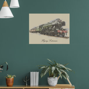 Flying Scotsman Pencil illustration Poster