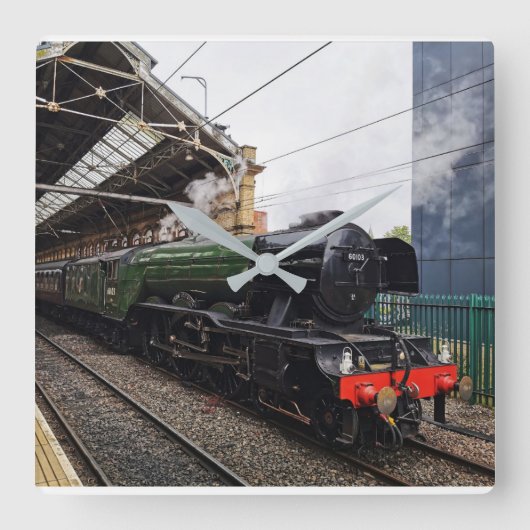 Flying Scotsman Vierkante Klok (Voorkant)