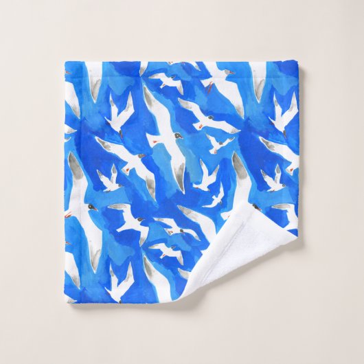 Flying seagulls on sky blue (Gant de toilette)