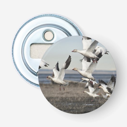 Flying Snow Geese Button Flesopener (Voorkant)