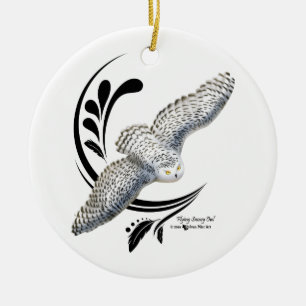 Flying Snowy Owl Keramisch Ornament