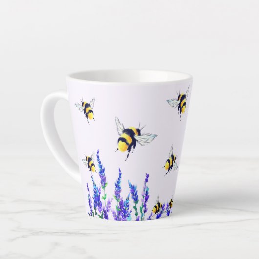 Flying Spring Bees Latte Mug (Angle gauche)