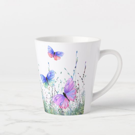 Flying Spring Butterflies Latte Mok (Rechts)