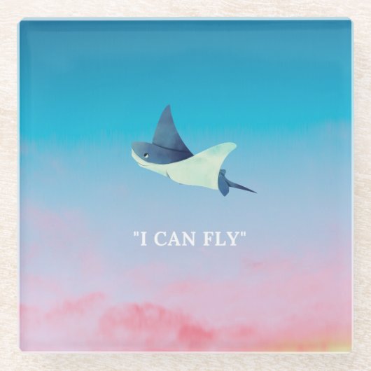 Flying Stingray Glazen Onderzetter (Voorkant)