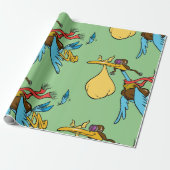 Flying Stork Cartoon met bril en Baby bundel Cadeaupapier (Uitgerold)
