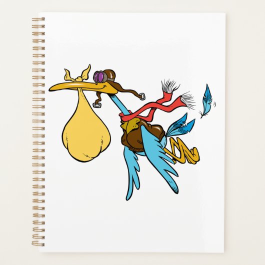 Flying Stork Cartoon met bril en Baby bundel Planner (Voorkant)