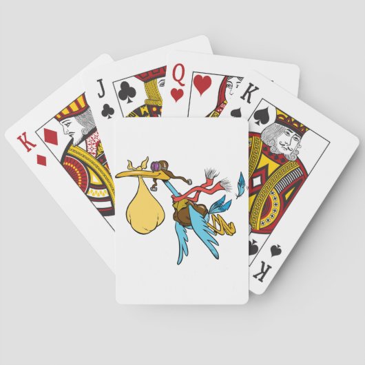 Flying Stork Cartoon met bril en Baby bundel Pokerkaarten (Achterkant)