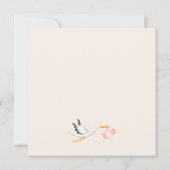 Flying Stork Clouds Stars Baby Shower Kaart (Achterkant)