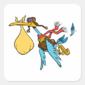 Flying Stork Vierkante Sticker (Voorkant)