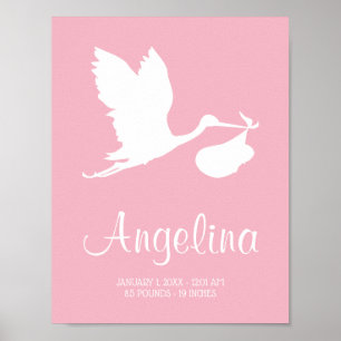 Flying Storm met Baby bundel Nursery Art Pink Poster