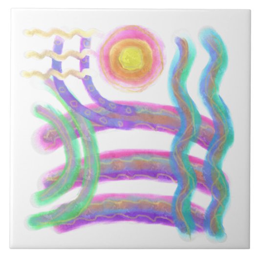 Flying Sun Abstract Art Tegeltje (Voorkant)