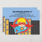 Flying Super Hero Boys Uitnodiging (Voorkant / Achterkant)