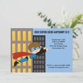Flying Super Hero Boys Uitnodiging (Staand voorkant)