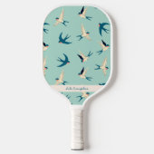 Flying Swallow Aqua Blue Aangepaste naam Pickleball Paddle (Voorkant)