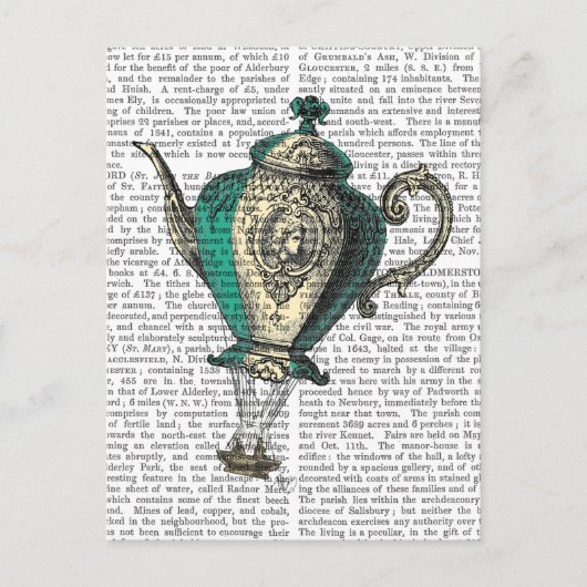 Flying Teapot 1 Green and Yellow Briefkaart (Voorkant)