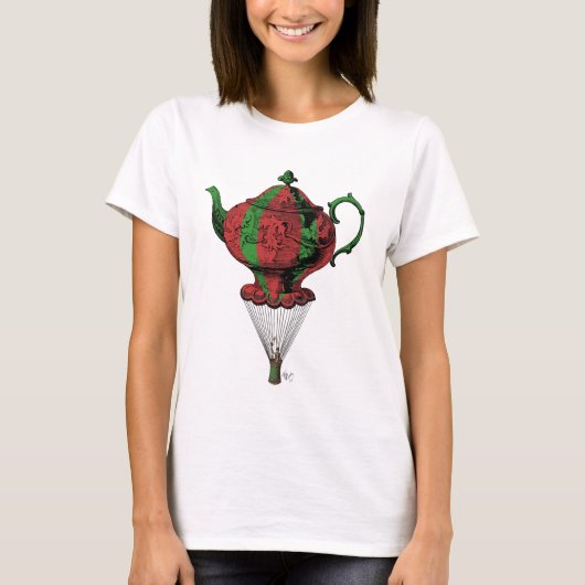 Flying Teapot 2 Red en Green T-shirt (Voorkant)
