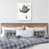 Flying Teapot 3 Blue and Yellow Canvas Afdruk (Insitu (Slaapkamer))