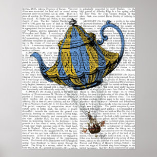 Flying Teapot 3 Blue and Yellow Poster