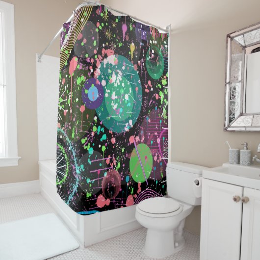 Flying Through Space: A Maximalist Abstract  Douchegordijn (In situ)