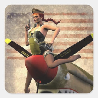 Flying Tiger Vierkante Sticker