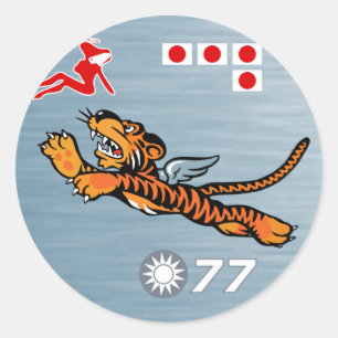 Flying Tigers WWII Nose Art Ronde Sticker