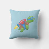 Flying Turtle with a Red Jetpack Blue Sierkussen (Achterkant)
