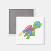 Flying Turtle with a Red Jetpack Magnet Magneet (Voorkant / Achterkant)