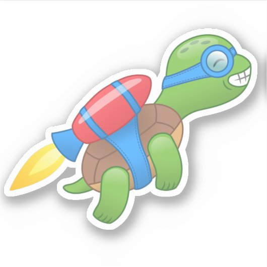 Flying Turtle with a Red Jetpack Sticker (Voorkant)