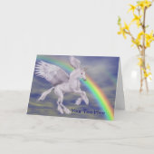 Flying Unicorn Rainbow Imaginaire Art Carte photo (Fleur jaune)