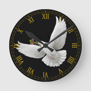 Flying White Peace Dove Wall klok