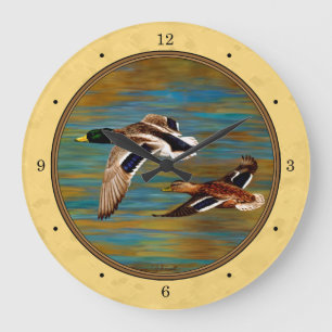 Flying Wild Ducks Yellow Grote Klok