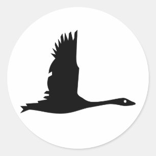 Flying Wild Goose Silhouette - Round Sticker