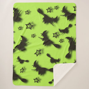 Flying witch among stars at Halloween night 3D Sherpa Deken