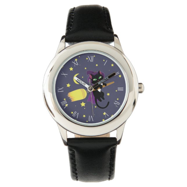 Flying Witch Cat Horloge (Voorkant)